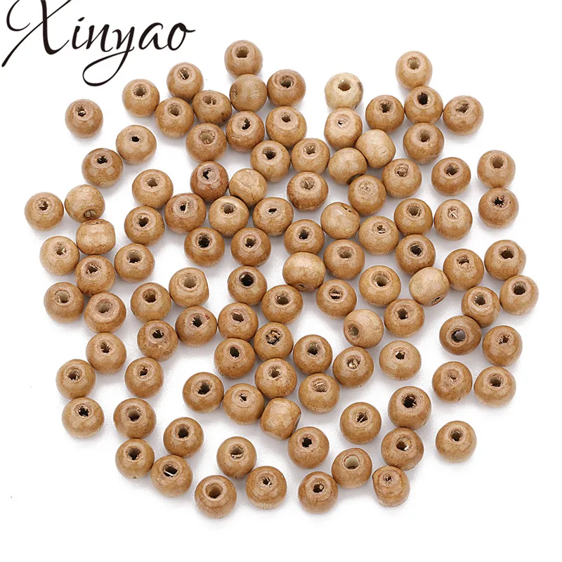 XINYAO 300pc 8.5X7mm Natural Wooden Beads Wood Color Loose Big Hole Spacer for DIY Bracelets Jewelrys Findings | Украшения и