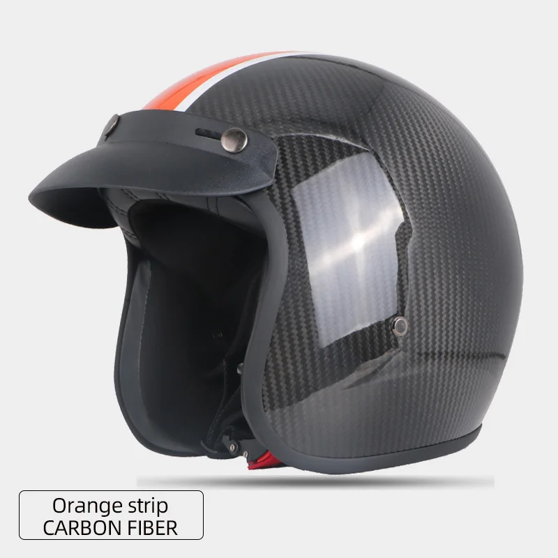 Мотоциклетный шлем CarbonFiber с открытым лицом винтажный для мотокросса ретро