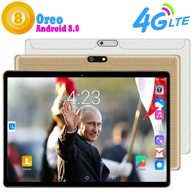 Google/Play Store/Youtube 4G LTE 10 дюймов Android 8,0 планшетный ПК 4 Гб+ 64 ГБ ips WiFi A-GPS 8 ядер+ клавиатуры на русском/английском языке