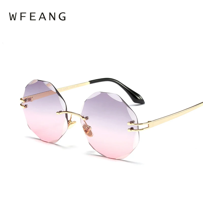 Wfeang с круглым носком в ретро стиле без оправы солнцезащитных очков Для женщин
