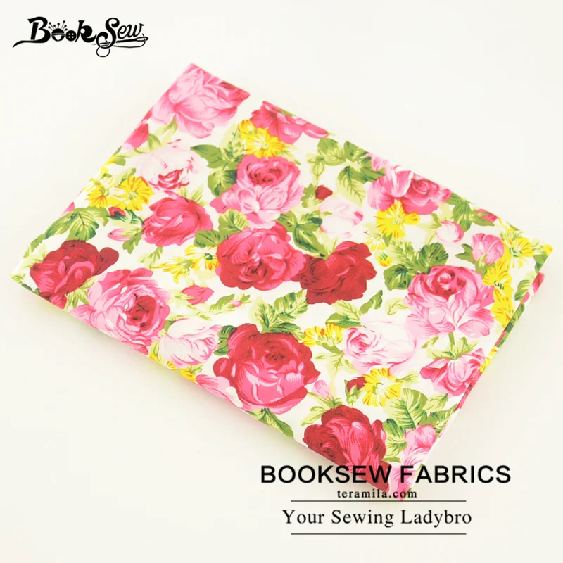 Booksew 100% хлопок поплин Ткань метр печатных Роза Дизайн мягкие Текстиль для дома