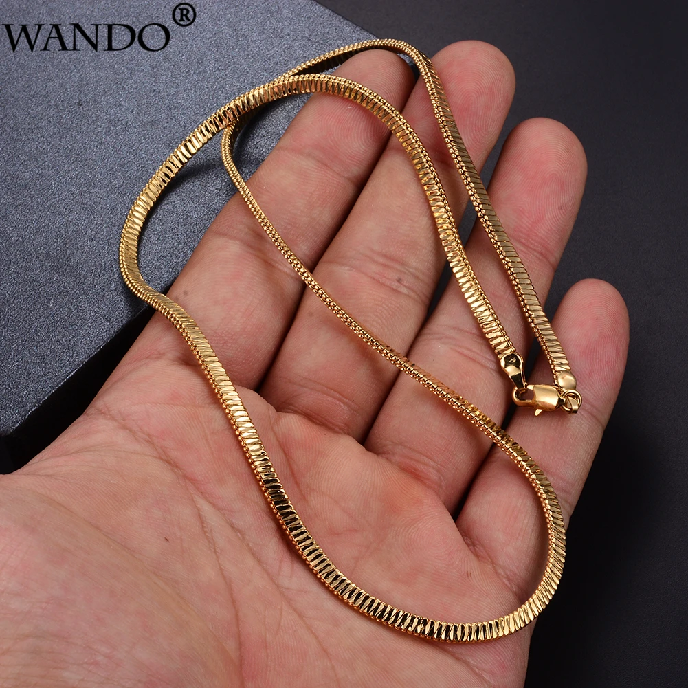 WANDO медная цепь золотого цвета ожерелье для мужчин/женщин любовника ювелирное