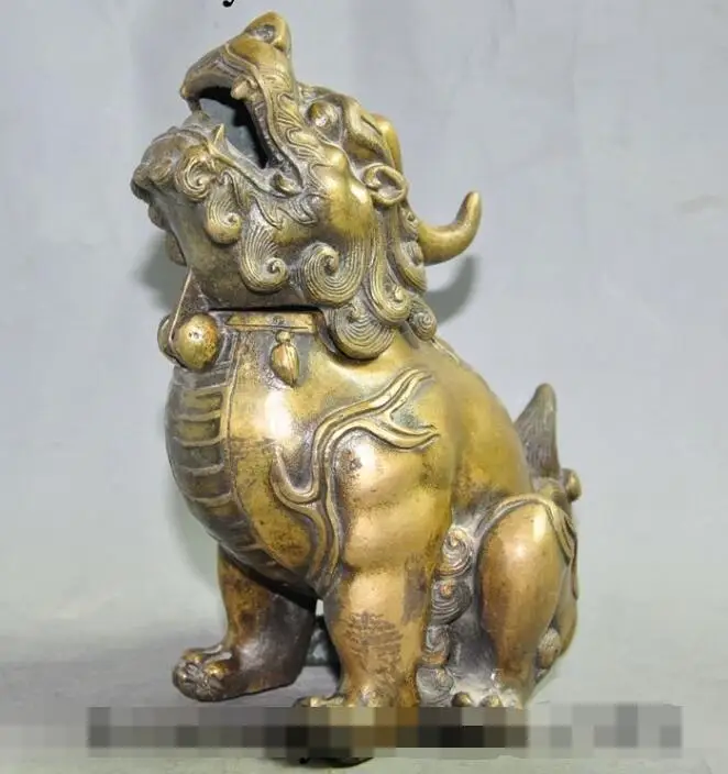 SCY S00476 chinese buddhism bronze animal foo dog lion beast statue incense burner Censer B0403 | Дом и сад