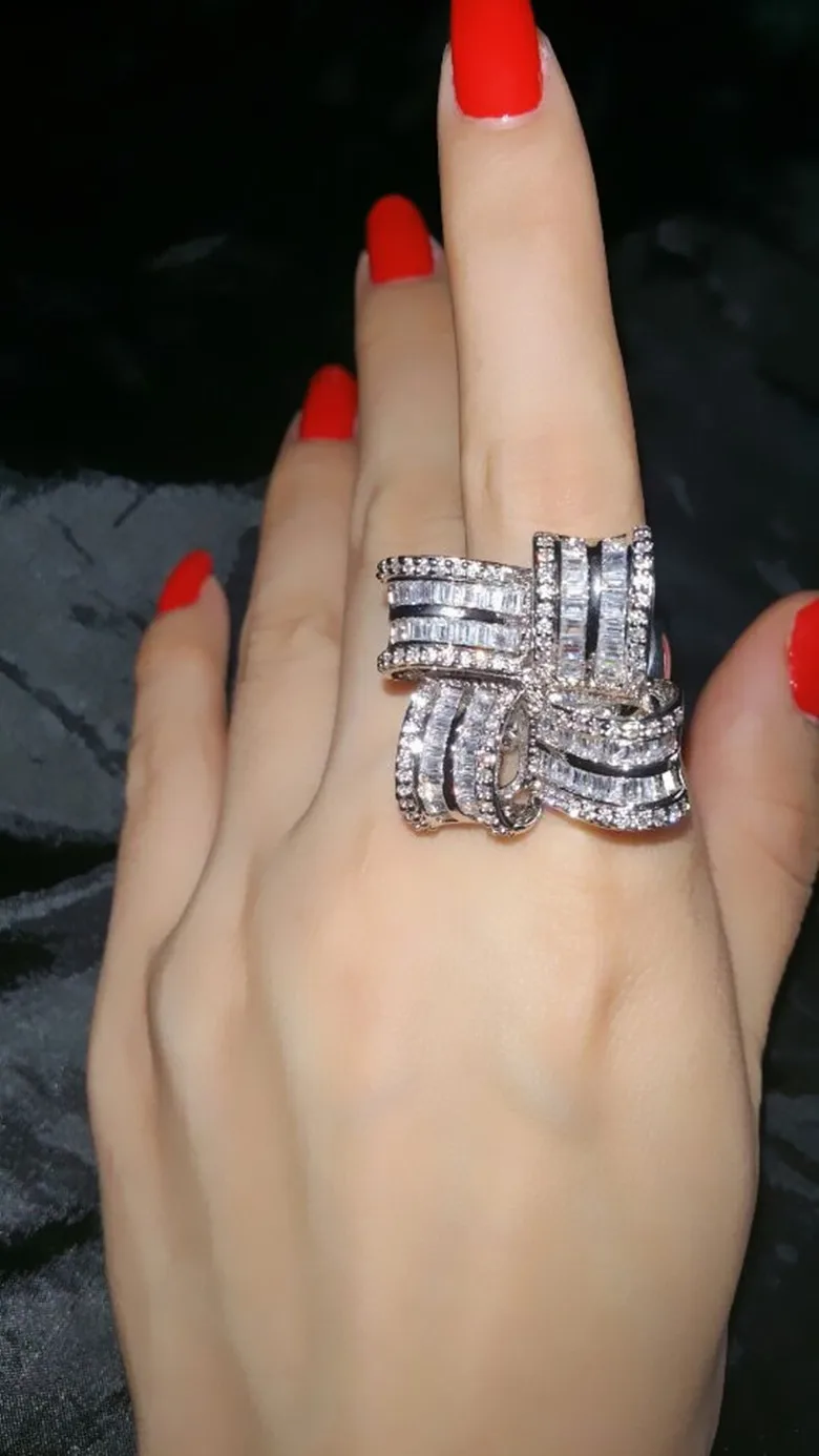 AAA циркон преувеличенный вращающийся пояс украшение кольцо галька 88 частиц Т