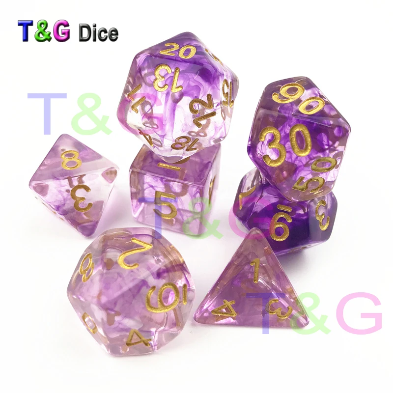 T& G крутые кости набор удивительный эффект туманности DND 7 шт d4-d20 с мешком из органзы как рождественский подарок
