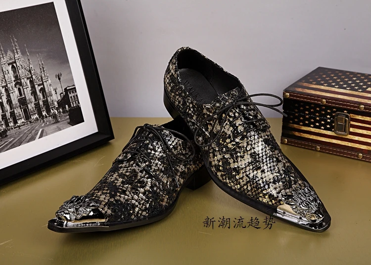 Черные кожаные мужские туфли оксфорды с принтом Мужские модельные на шнуровке