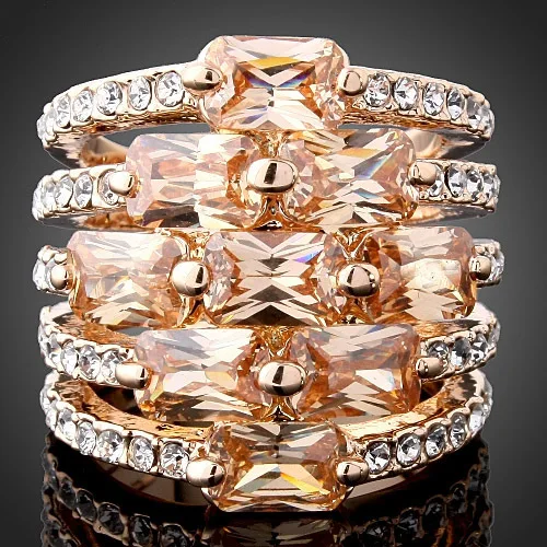 Женское кольцо с австрийским кристаллом и желтыми камнями|jewelry rings|rings for womenring |