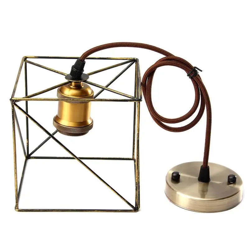 Винтажный подвесной светильник с абажуром потолочный в стиле ретро лампочка