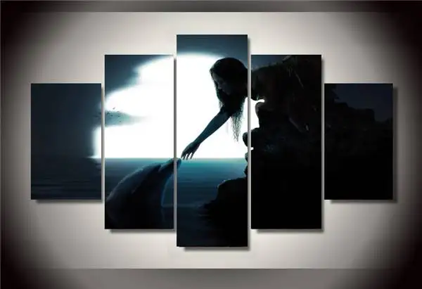 Картина с Hd принтом в виде дельфина ночная картина декор для стен постер на