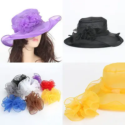 Женское платье церковь Свадьба Кентукки Дерби с широкими полями складная шляпа