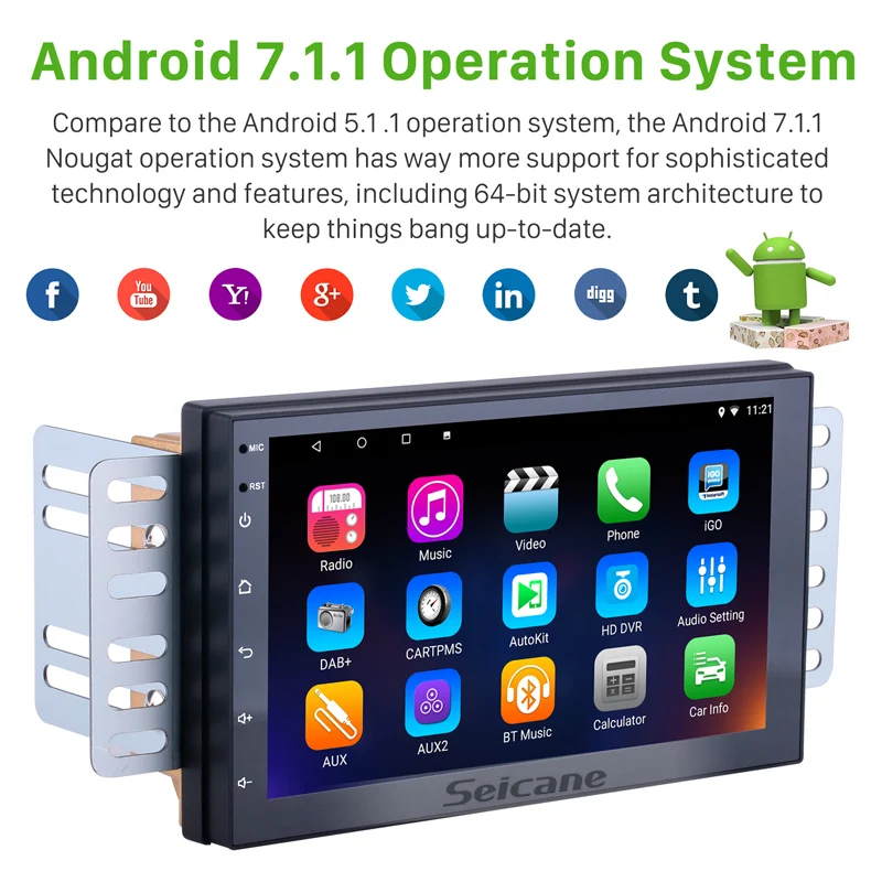 Seicane Android 7 1 Универсальный 2 Din четырехъядерный смартфон мультимедийный для Nissan