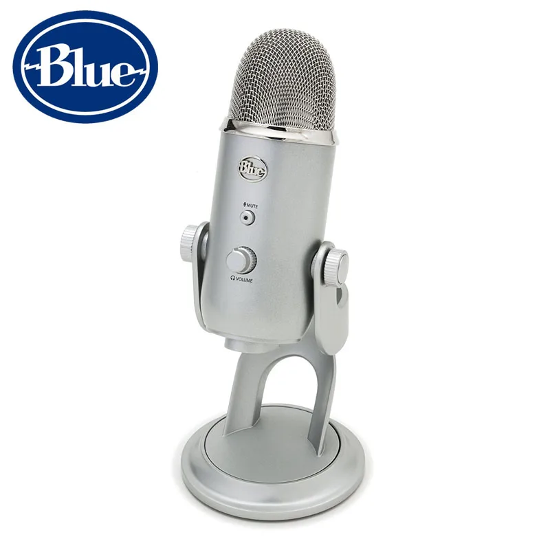 silver color Синий USB конденсаторный микрофон Yeti для прямого вещания и записи звука с внутренней звуковой картой Plug and play - Цвет: silver color
