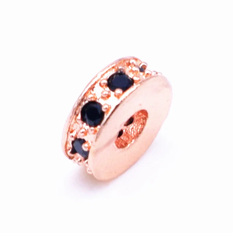 Оптовые аксессуары для браслетов круглые бусины с инкрустацией из меди и