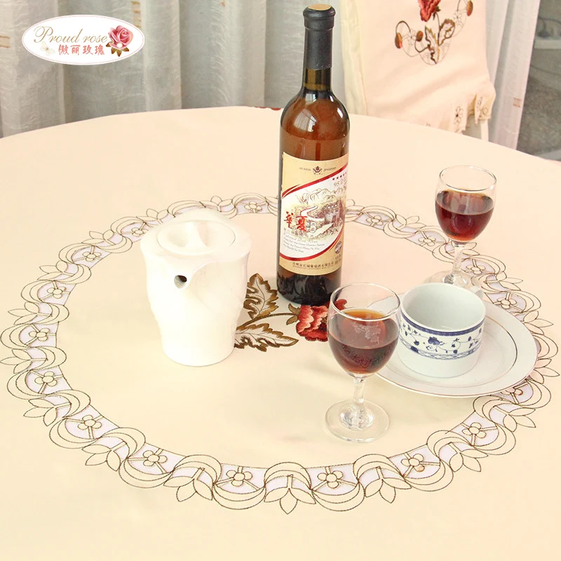 Изысканная скатерть с вышивкой Proud Rose, круглая скатерть в деревенском стиле, Современная скатерть для украшения дома