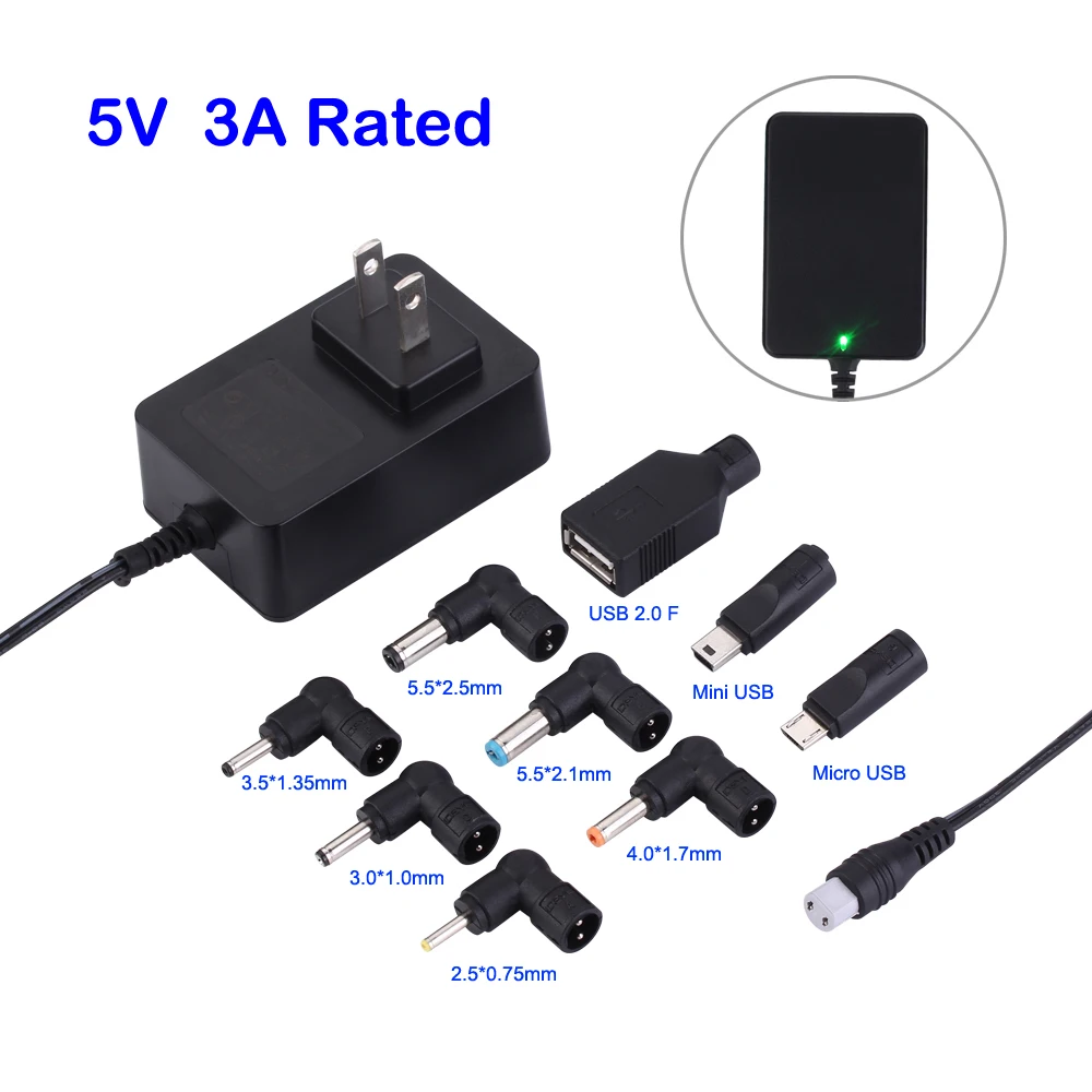 CE ROHS FCC 5 В 3A 2.5A 2A 1A 0.5A AC/DC адаптер Мощность питания Зарядное устройство для Raspberry PI 3