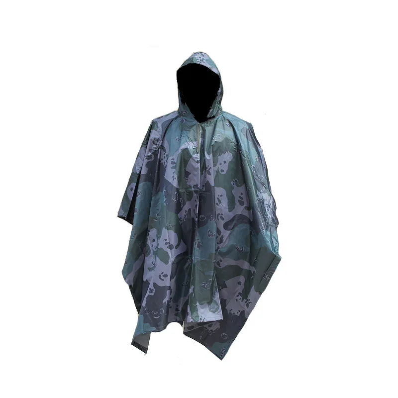 Forest Camouflage 3в1 Многофункциональный Камуфляжный дождевик портативный солнцезащитный тент ткань для пикника пляжный коврик для наружного снаряжения походный Кемпинг Пончо Куртка - Цвет: Forest Camouflage