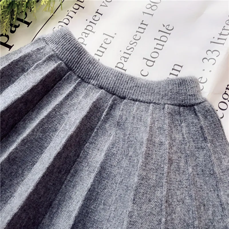 Осенний костюм с юбкой для девочек 2018 весенние детские милые вязаные топы и