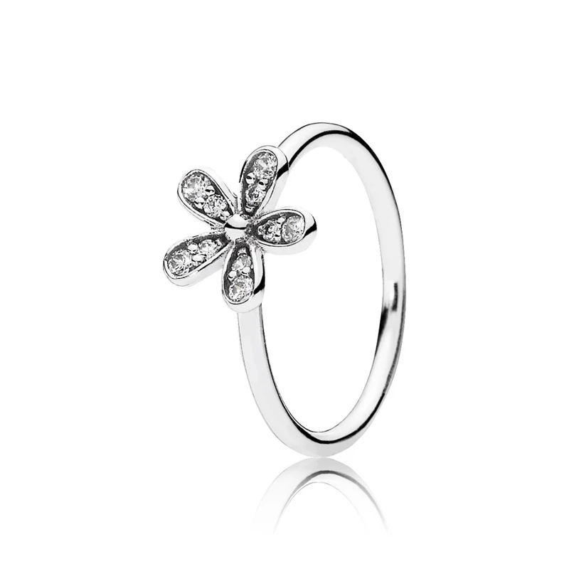 

Fashion Elegant 925 Sterling Silver Dazzling Daisy Flower Ring Clear CZ Wedding Jewelry for Women