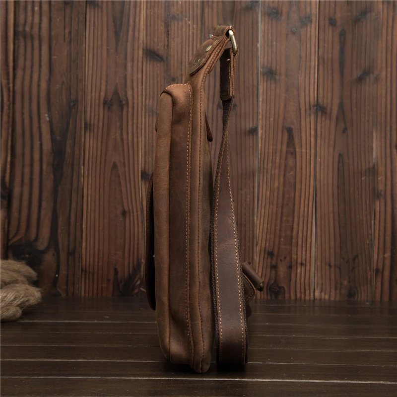 Треугольная нагрудная сумка для мужчин сумочка кросс боди из натуральной кожи