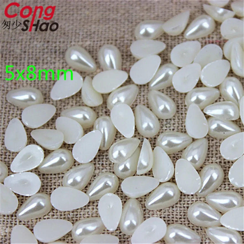 Cong Shao 500 шт. 6*10/ 8*13/ 10*14 мм кремовые белые жемчужные бусины с плоской задней частью