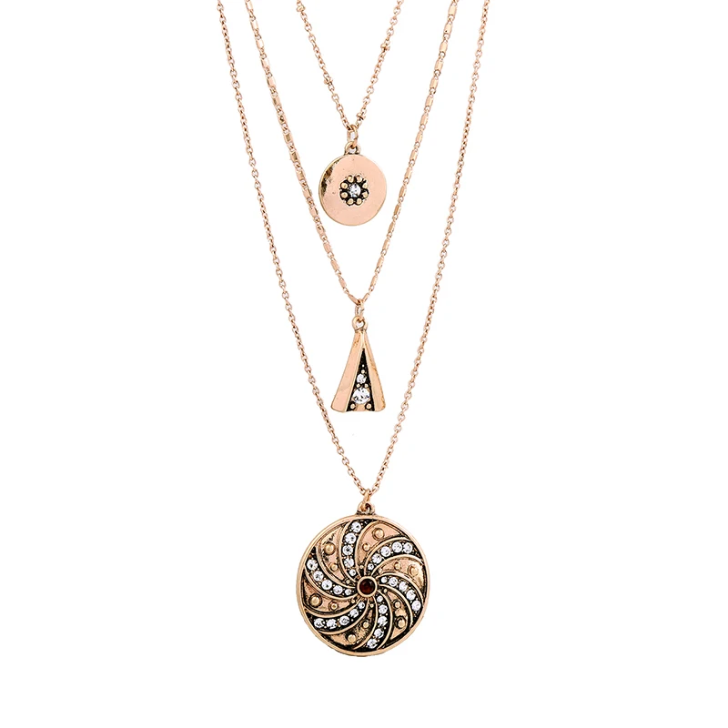 Vintage Gold Color Series Simple Pendants Bohemia Style Short Necklaces Crystal Dress Chains For Women Fashion Jewelry | Украшения и