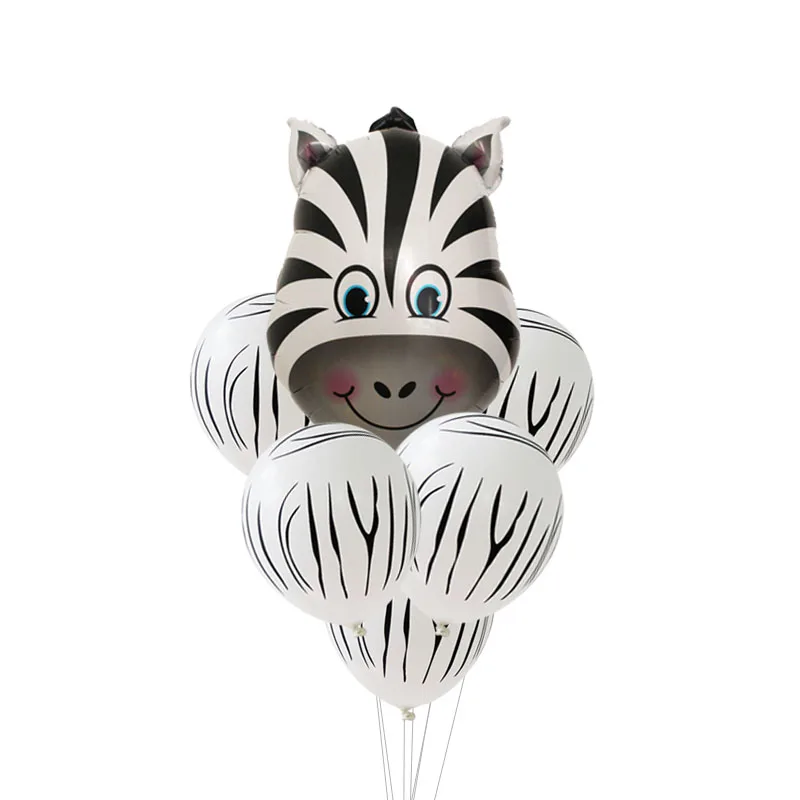 6pcs balloon Детский душ для вечеринки в стиле сафари воздушные шарики в форме животных День Рождения украшения Детские вечерние джунгли бумажная салфетка под тарелку кружку джунгли на тему зоопарка - Цвет: 6pcs balloon
