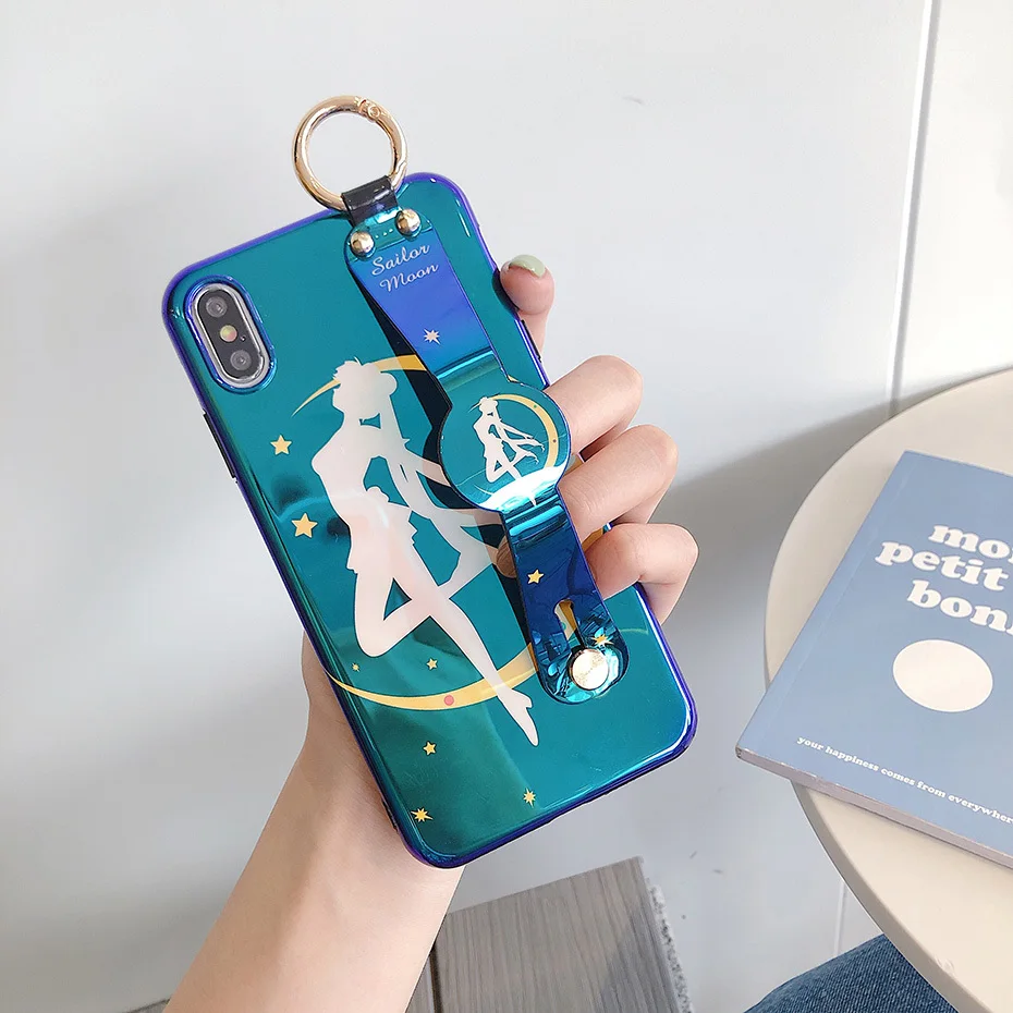 Чехол Sailormoon для iPhone 11 Pro XS Max XR X, милый кавайный чехол с Сейлор Мун Марс, подставка для телефона, чехол для iPhone 7, 8, 6, 6S Plus, Funda