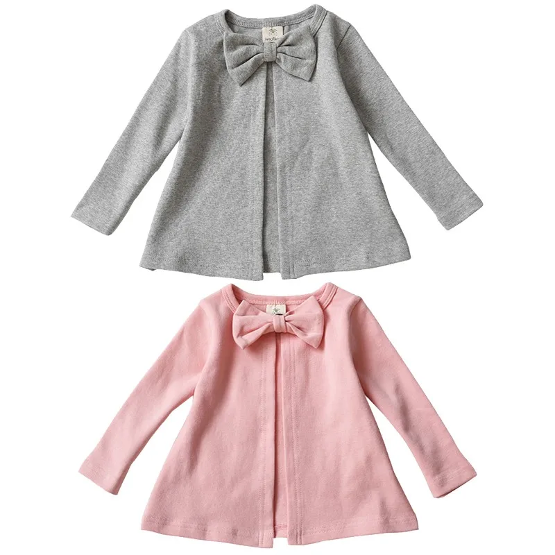 Spring Autumn Children's Clothing Girls In The Shuttle Pattern Knitted Leisure Bow Cardigan Baby Casual Round Neck | Детская одежда