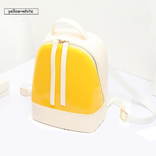 yellow white Солнечный пляж бренд класса люкс желе сумка дизайнер для женщин packback карамельный цвет рюкзаки ПВХ водонепроницаемый дамы рюкзак - Цвет: yellow white