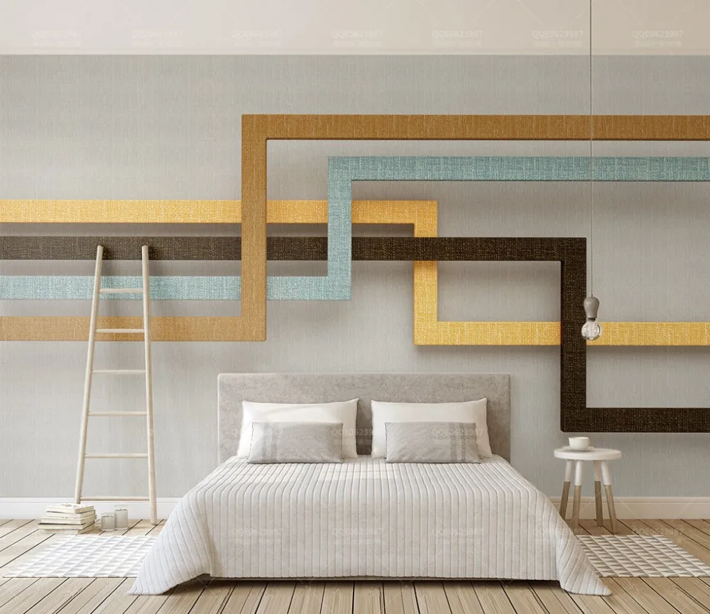 

Free Shipping 3d TV Backdrop Wallpaper Home Decoration Stylish Vintage Textured Geometric Lines Nordic Custom Mural