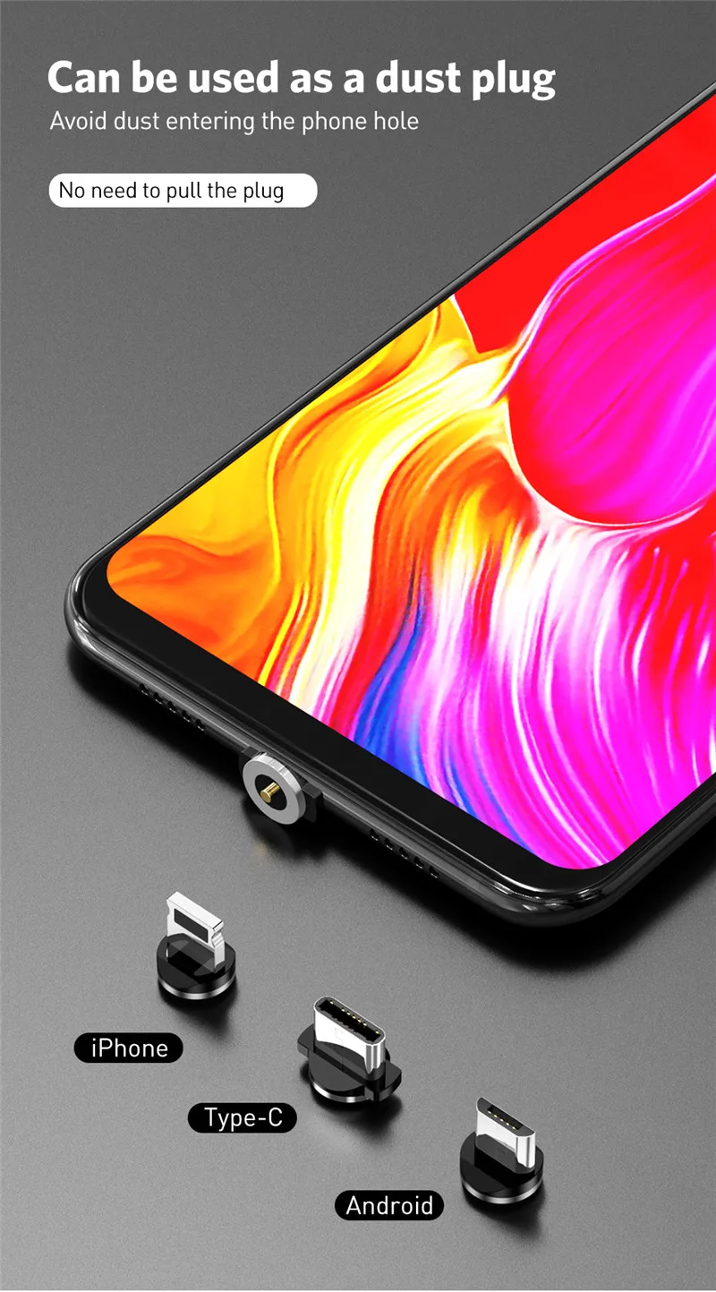 Moskado локоть Magentics кабель быстрой зарядки для Android Micro usb type-C магнит зарядное устройство Шнур для iphone ios