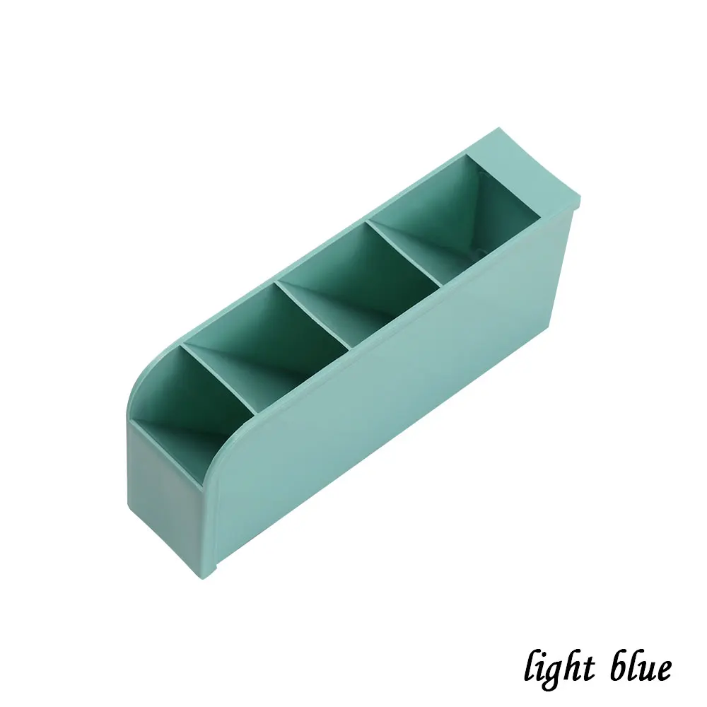 light blue 1 шт. пластиковый настольный органайзер офисная ручка карандаш держатель лоток коробка для косметических кистей контейнер для студентов сувениры ящик для хранения - Цвет: light blue