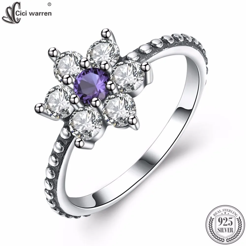 CICI Уоррен Fine Jewelry 925 стерлингов Серебряные кольца цветок Стиль с AAA + Циркон