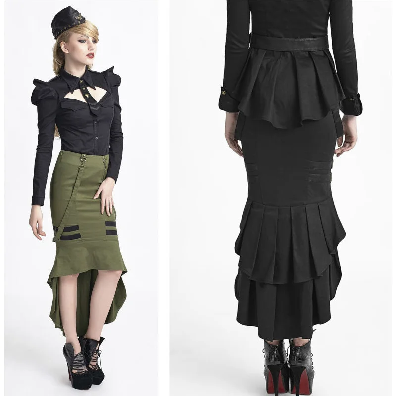 Steampunk Punk military style Fashion Womens Sexy fishtail Gothic Skirt 2 color Q276 | Женская одежда