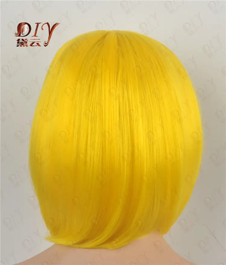 J001475 Прямой Парик Желтый Новый Женский Короткие Cos Костюм Партии Тепла Полный