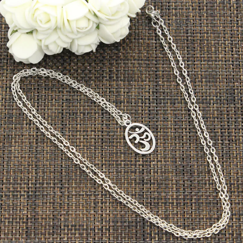 Ожерелье для йоги OM 22x14mm подвеска из серебра короткий длинный женский и мужской