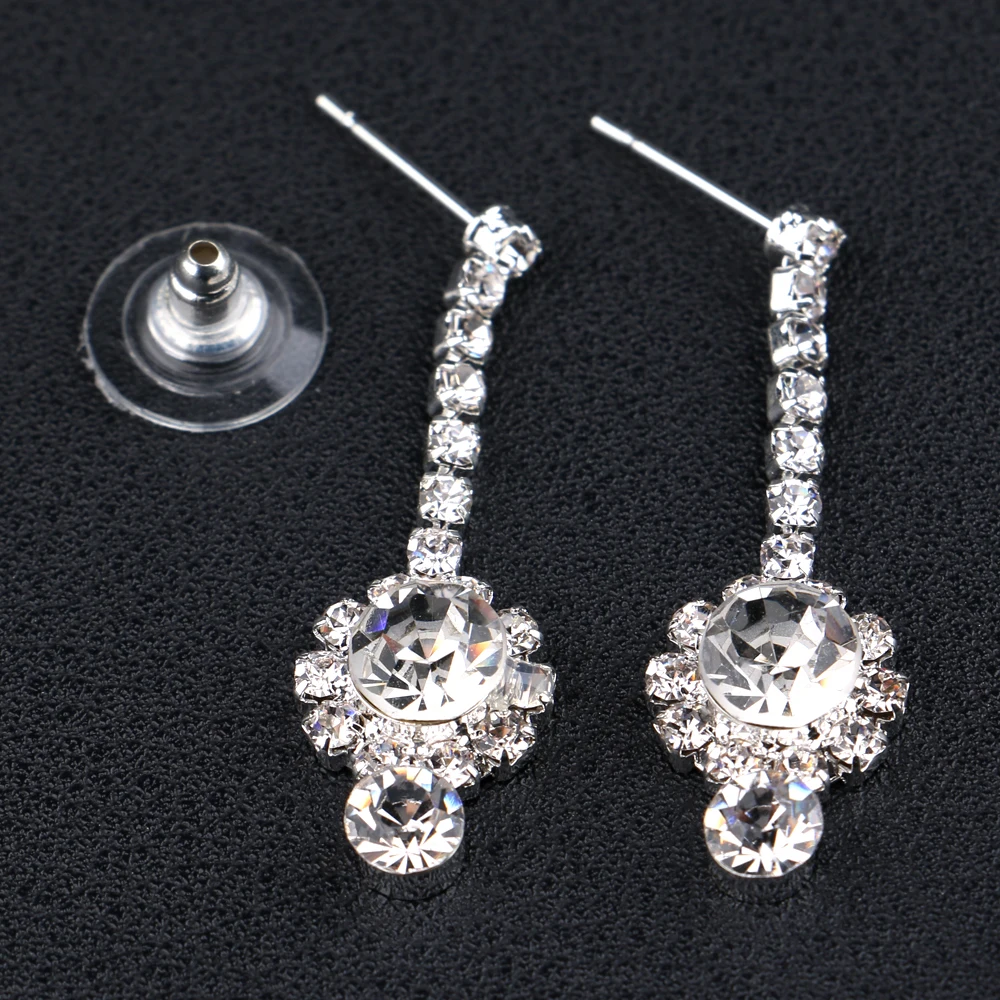 TREAZY New Celebrity Inspired Diamante Crystal Tennis Statement Necklace Earrings Set Wedding Bridal Bridesmaid Jewelry Sets | Украшения и
