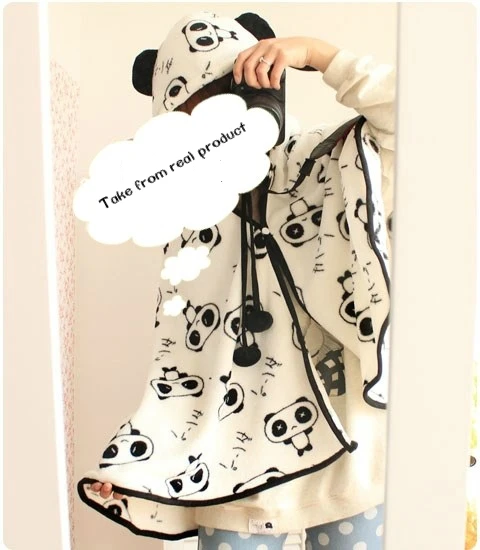 Косплэй животного черный белый цвет панда Одеяло с капюшоном для взрослых Для