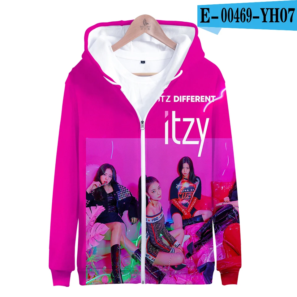 2 Забавные 3d Itzy Kpop моды хип-хоп Для мужчин Для женщин Толстовки с капюшоном на молнии куртка топ Повседневное с длинным рукавом унисекс на молнии 3D с капюшоном толстовка 4XL - Цвет: 2