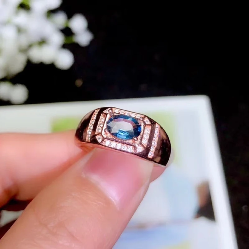 Ювелирные изделия colife, сапфировое кольцо для мужчин, 0.8ct, натуральный сапфир, мужское серебряное кольцо, Твердое Серебро 925 пробы, мужской Сапфир, подарок для Biyfriend