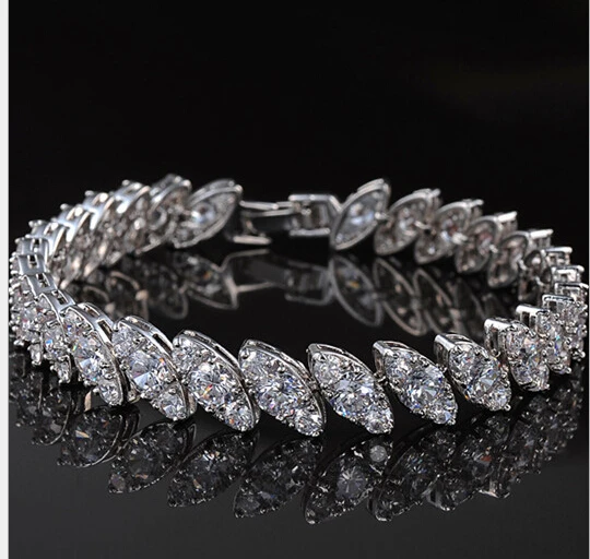 Прозрачный белый роскошный циркониевый браслет AAA с австрийскими кристаллами
