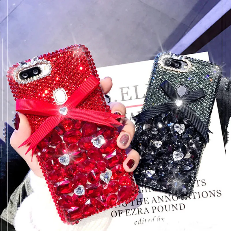 Для iphone 7 красный Bling алмаз лук чехол + ручной работы со стразами ювелирное для X