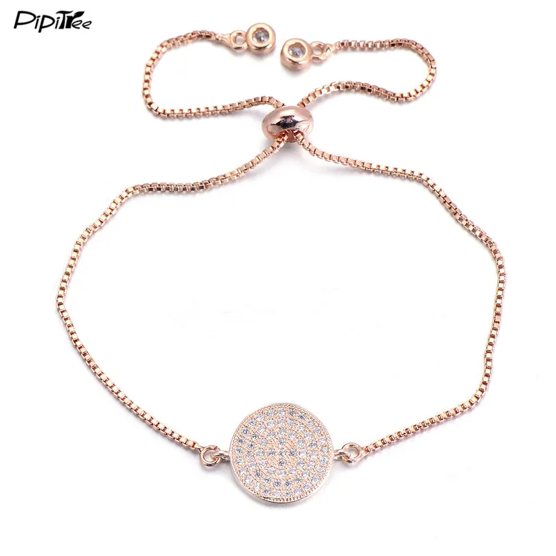 Pipitree микро кубический цирконий Кристалл паве Круглый Шарм-браслет классические