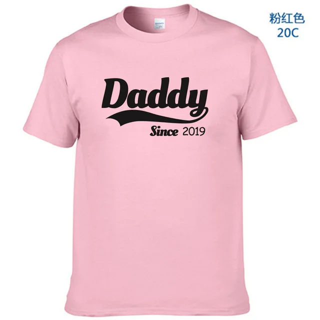 Pink-B Летний Стиль Daddy Since забавная Футболка мужская повседневная футболка с коротким рукавом для папы, папы, новорожденного ребенка - Цвет: Pink-B