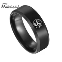 fairladyhood 8mm black teen wolf logo titanium stainless steel ring men movie fans mens fine rings fashion jewelry gift
