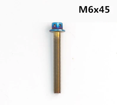 M6x45 10 шт. 6 мм Шестигранная 304 безуглеродистая нержавеющая сталь винт для мотоцикла красочные синие украшения винт с титановым покрытием - Название цвета: M6x45