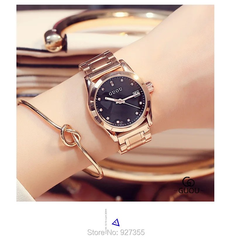 2019 New GUOU Luxury Watch Women Men Lover's Quartz-Watch Fashion Reloj mujer Ladies Watches Women Waterproof relogio masculino