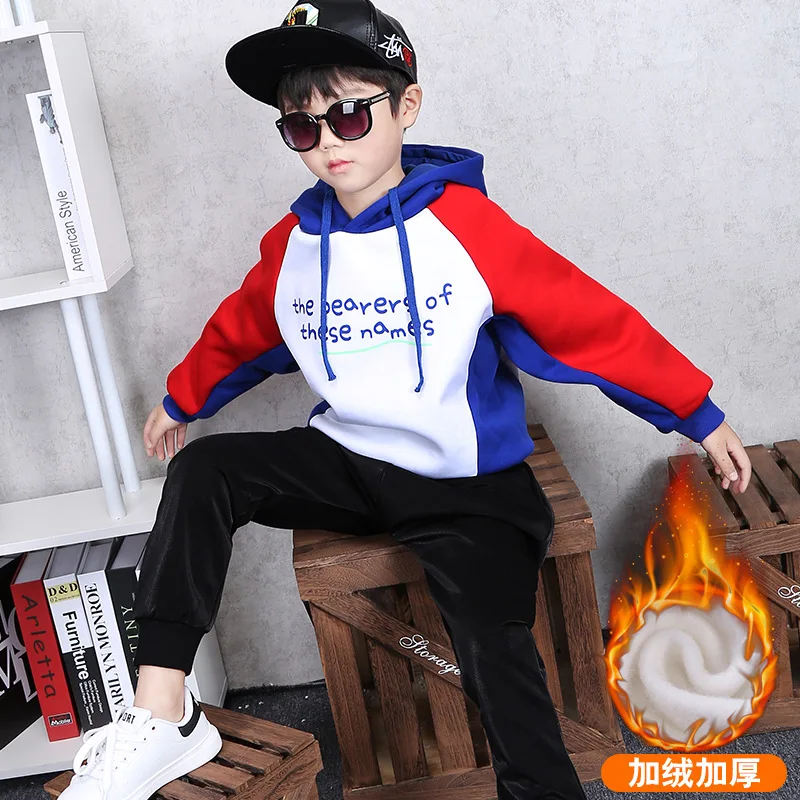 Baby Boy Clothes Set Toddler Kids Clothing Printed Long Sleeve Thick Winter Coat Hooded Hoodie Pants Sport Suits 2-10 Year ER003 |