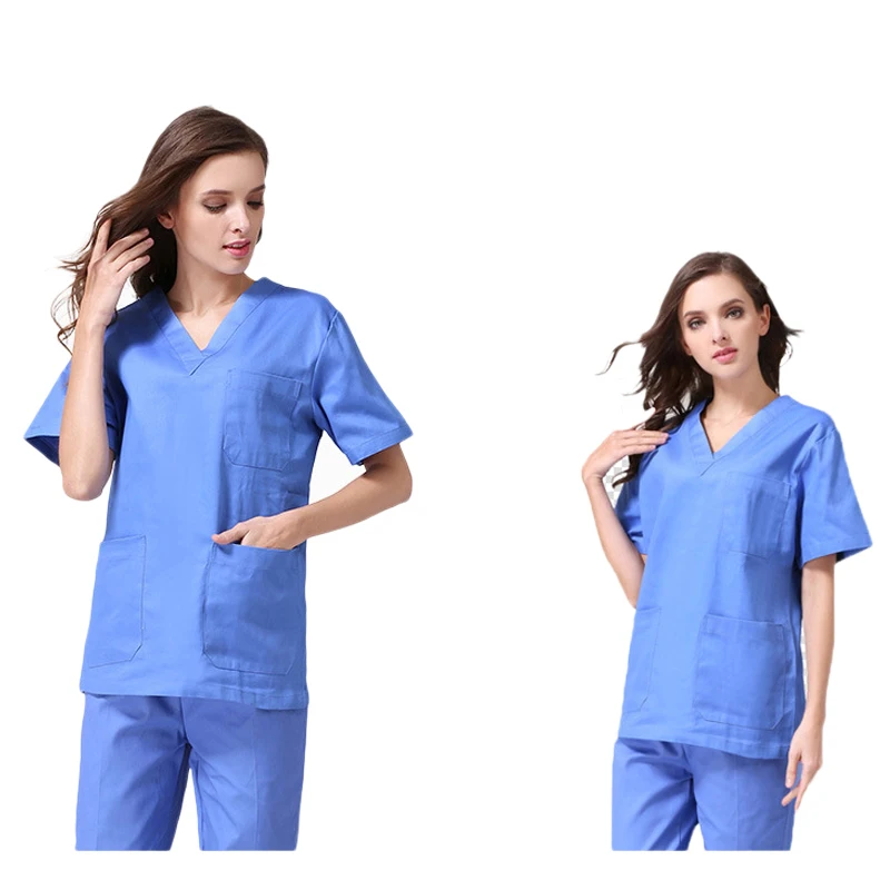 Clothes pants Viaoli, новая мода, женская медицинская униформа, одежда для кормящих, короткий рукав, рабочая одежда, v-образный вырез, однотонная, летняя, короткий рукав, униформа медсестры - Цвет: Clothes pants