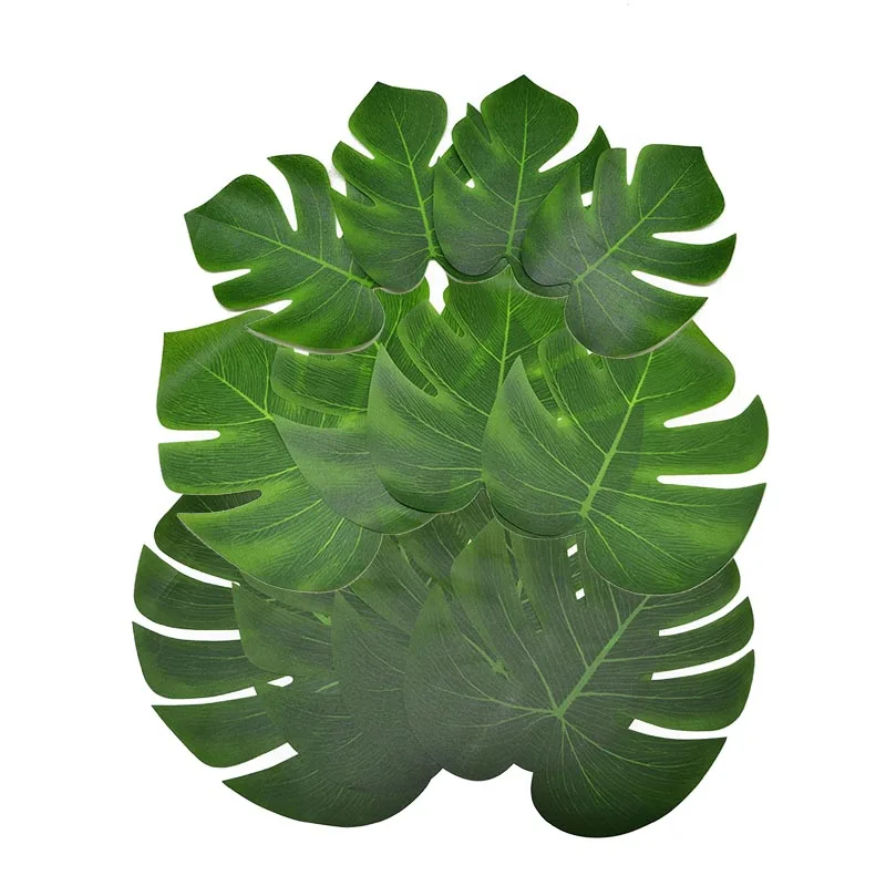 12 шт. искусственные Пальмовые Листья Monstera для Гавайских декорации на свадьбу
